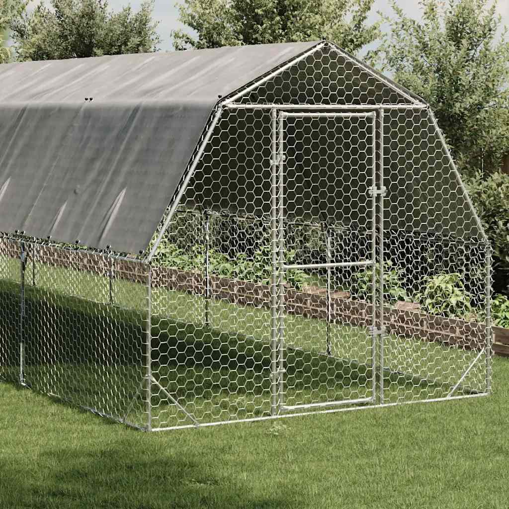 Kavez za kokoši s krovom 2,5x10x2,25 m pocinčani čelik