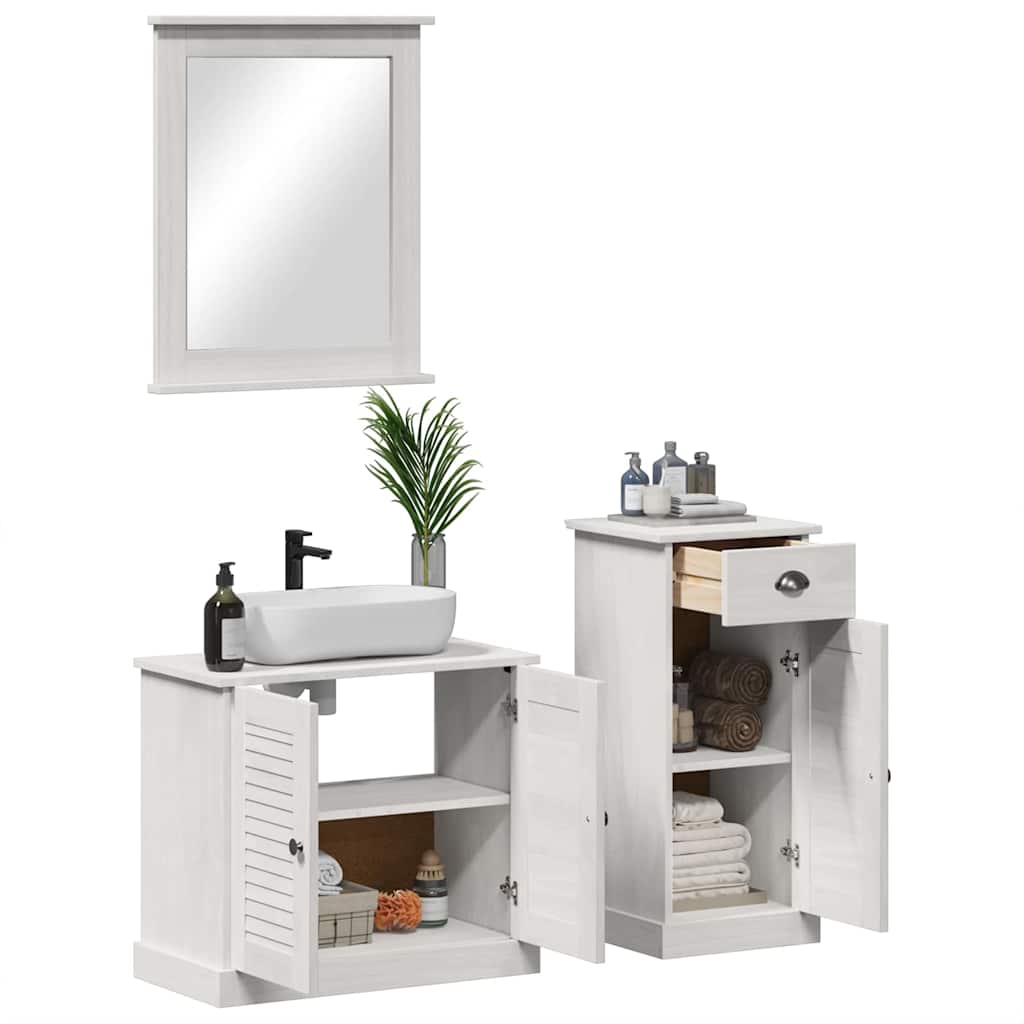 Set namještaja za kupaonicu s ladicama 3 pcs Antič White