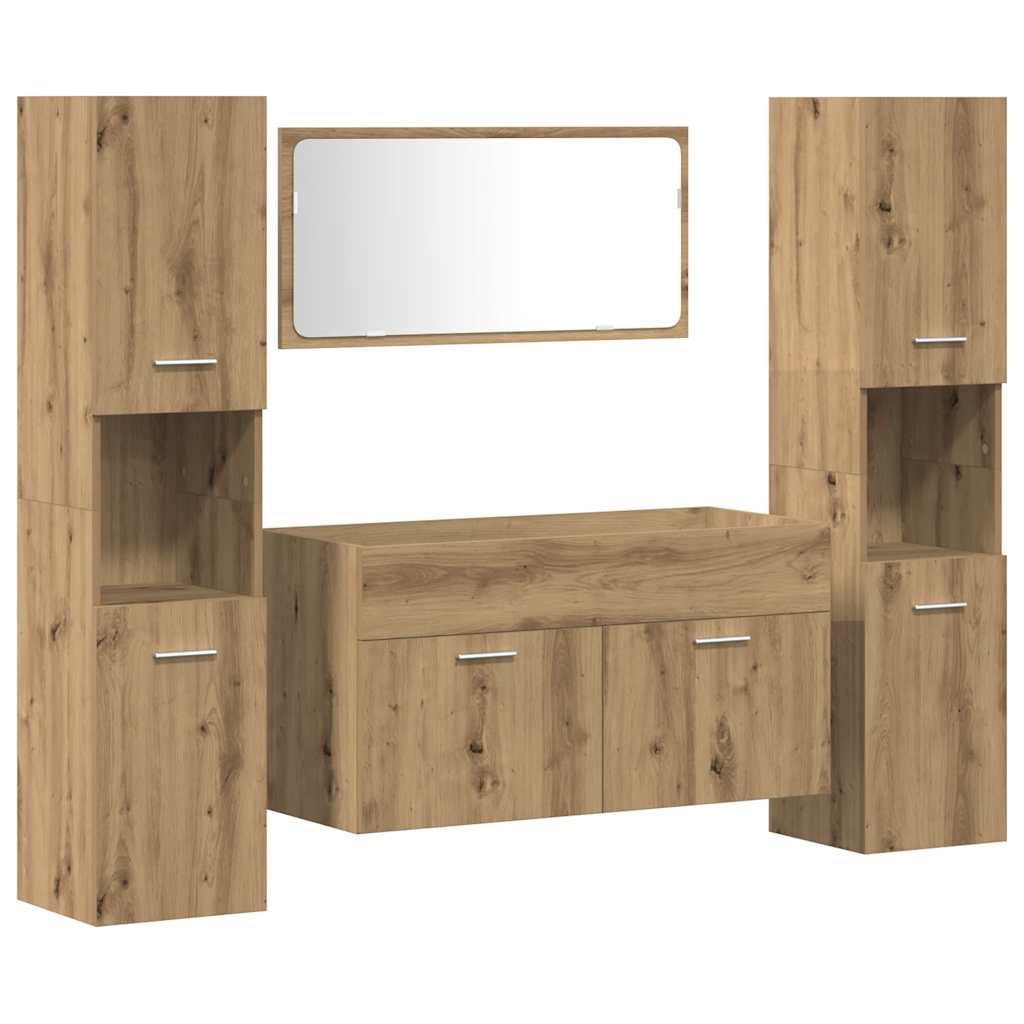 4-dijelni set kupaonskog namještaja käsityöläinen tammi Smeđa 90 x 38.5 x 46 cm