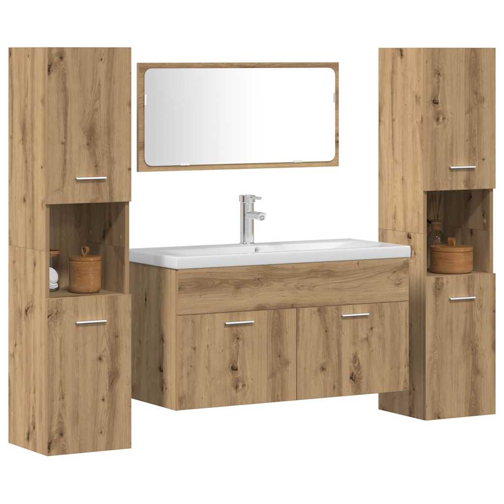 4-dijelni set kupaonskog namještaja käsityöläinen tammi Smeđa 90 x 38.5 x 46 cm