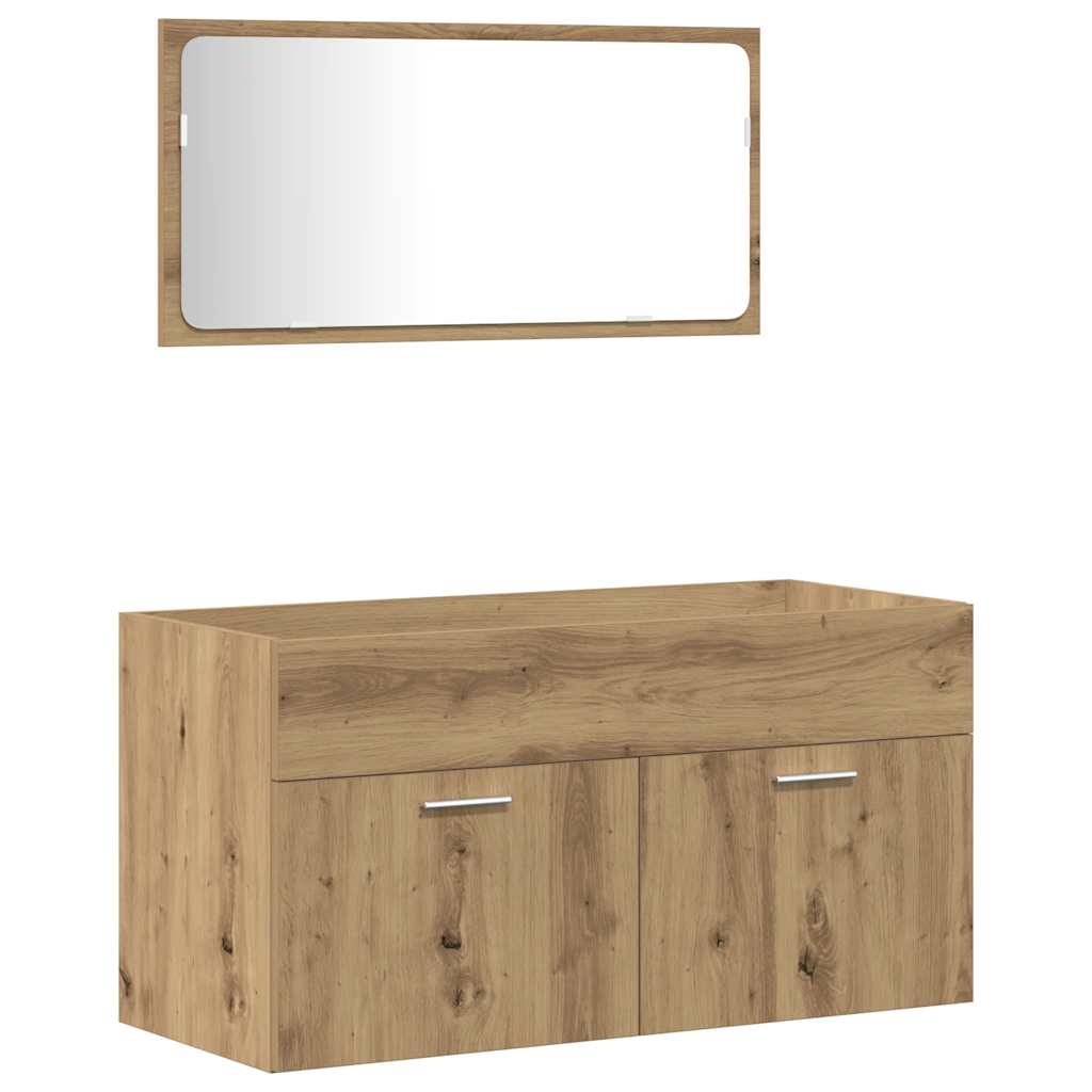 4-dijelni set kupaonskog namještaja käsityöläinen tammi Smeđa 90 x 38.5 x 46 cm