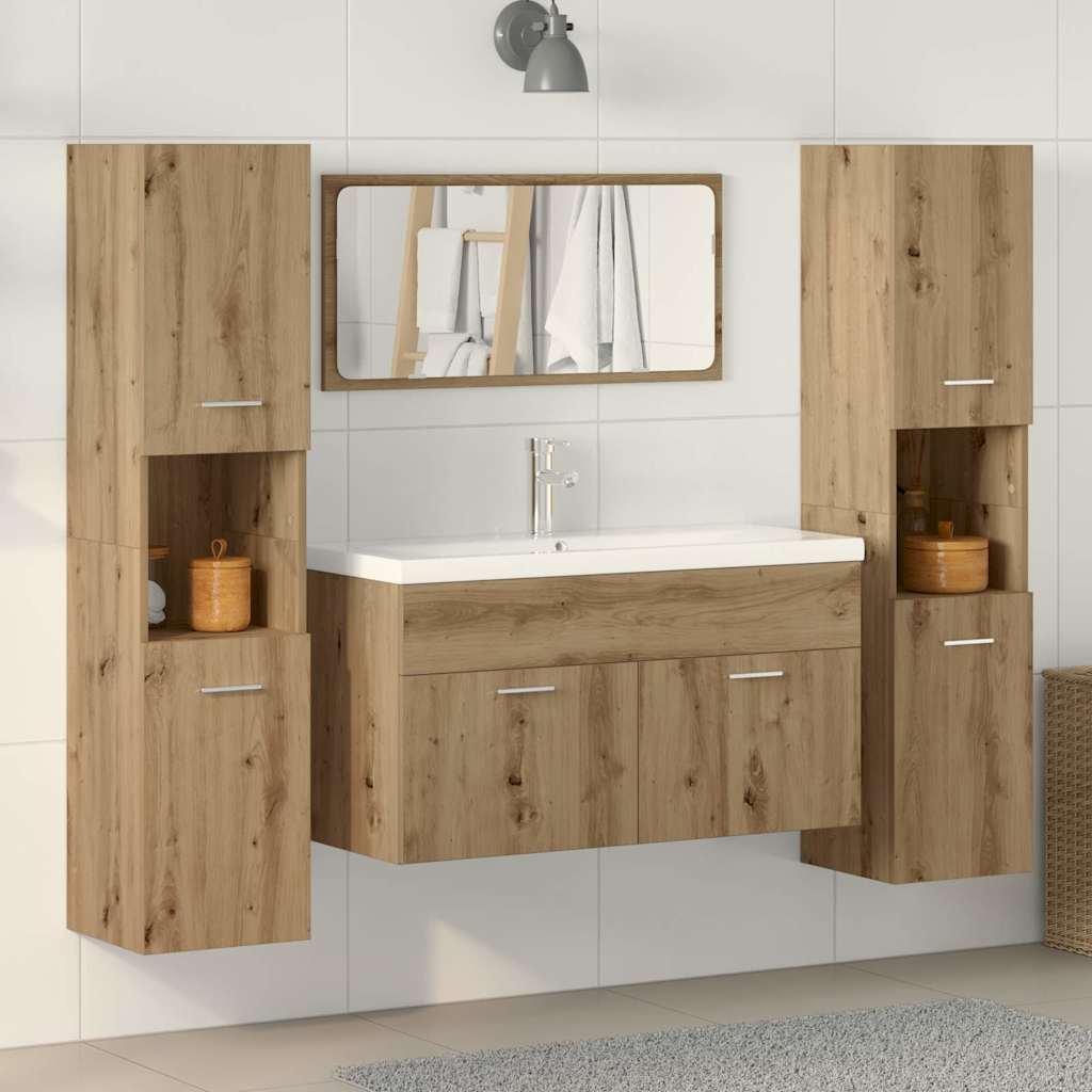 4-dijelni set kupaonskog namještaja käsityöläinen tammi Smeđa 90 x 38.5 x 46 cm