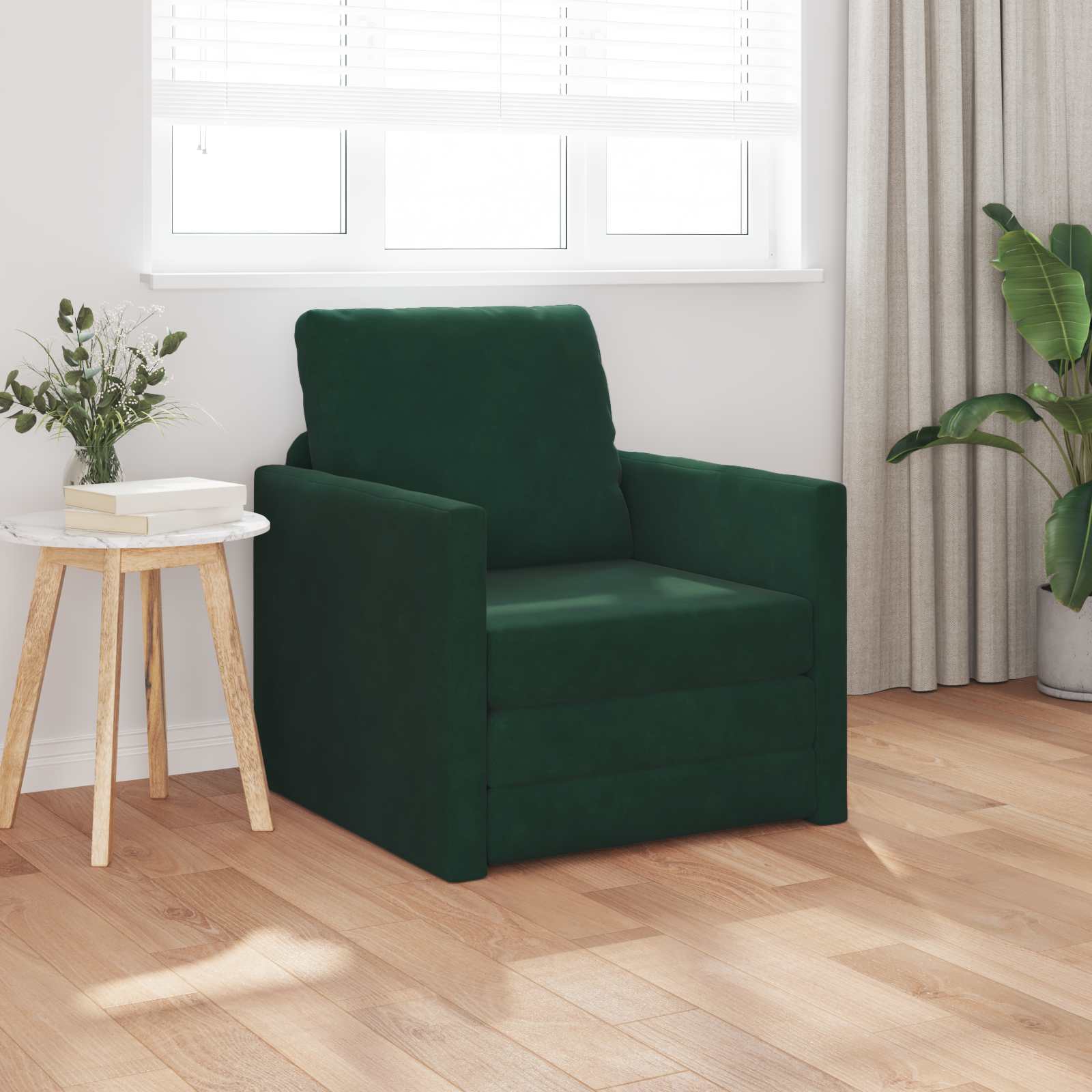 Krevet na razvlačenje Tamnozelena 74 x 77 x 81 cm Baršun