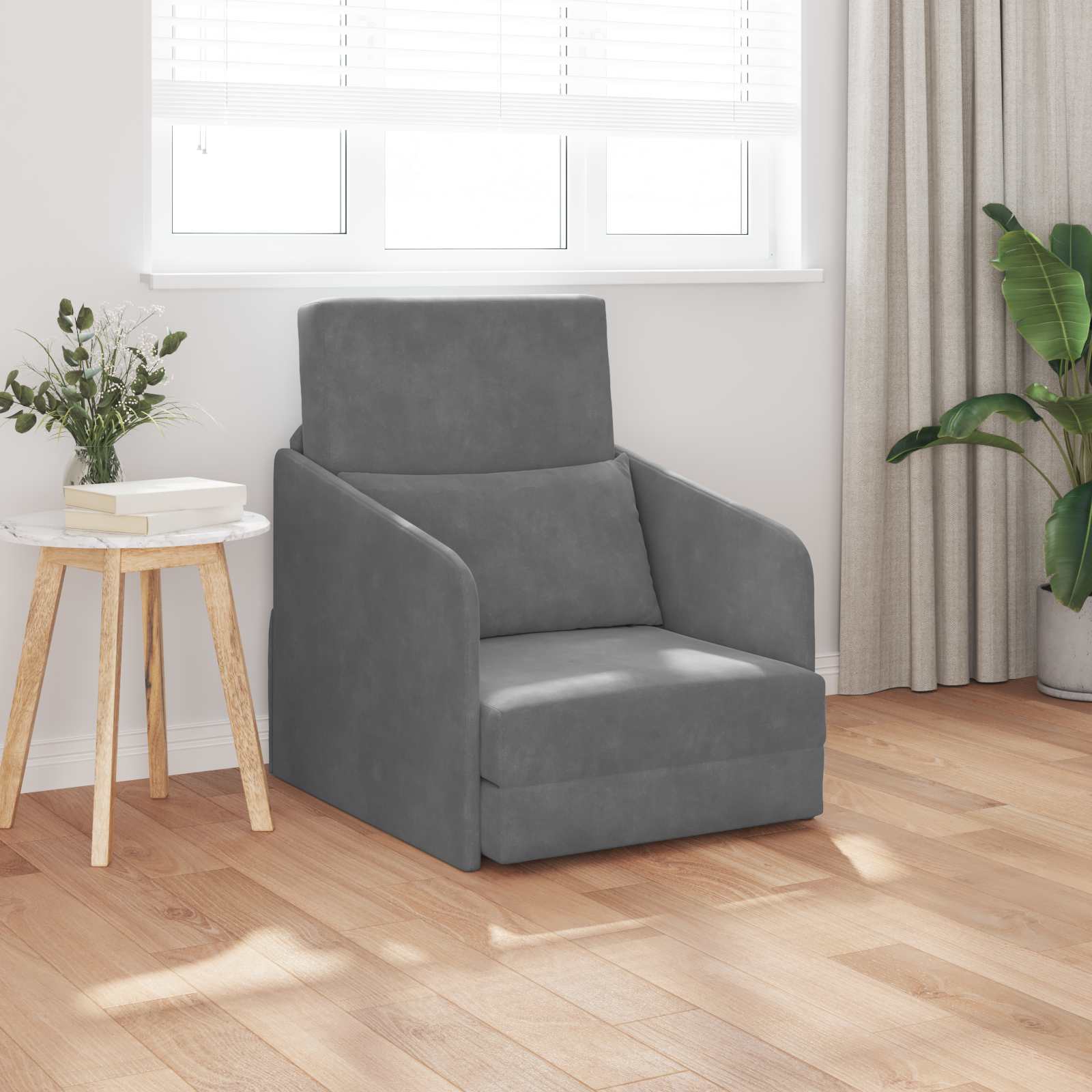 Krevet na razvlačenje Tamno siva 65 x 80 x 83 cm Baršun