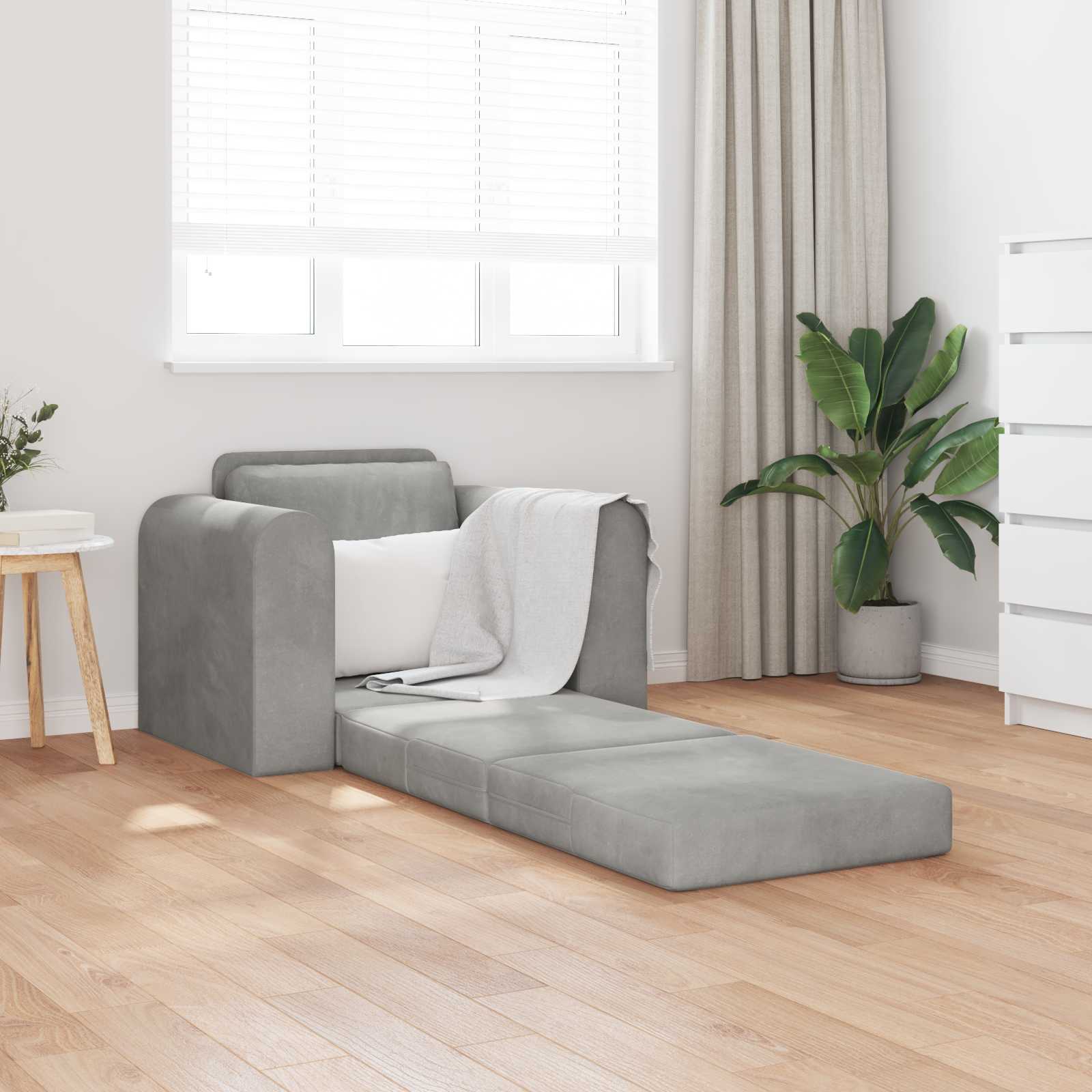 Krevet na razvlačenje Svijetlo siva 98 x 71 x 83 cm Baršun