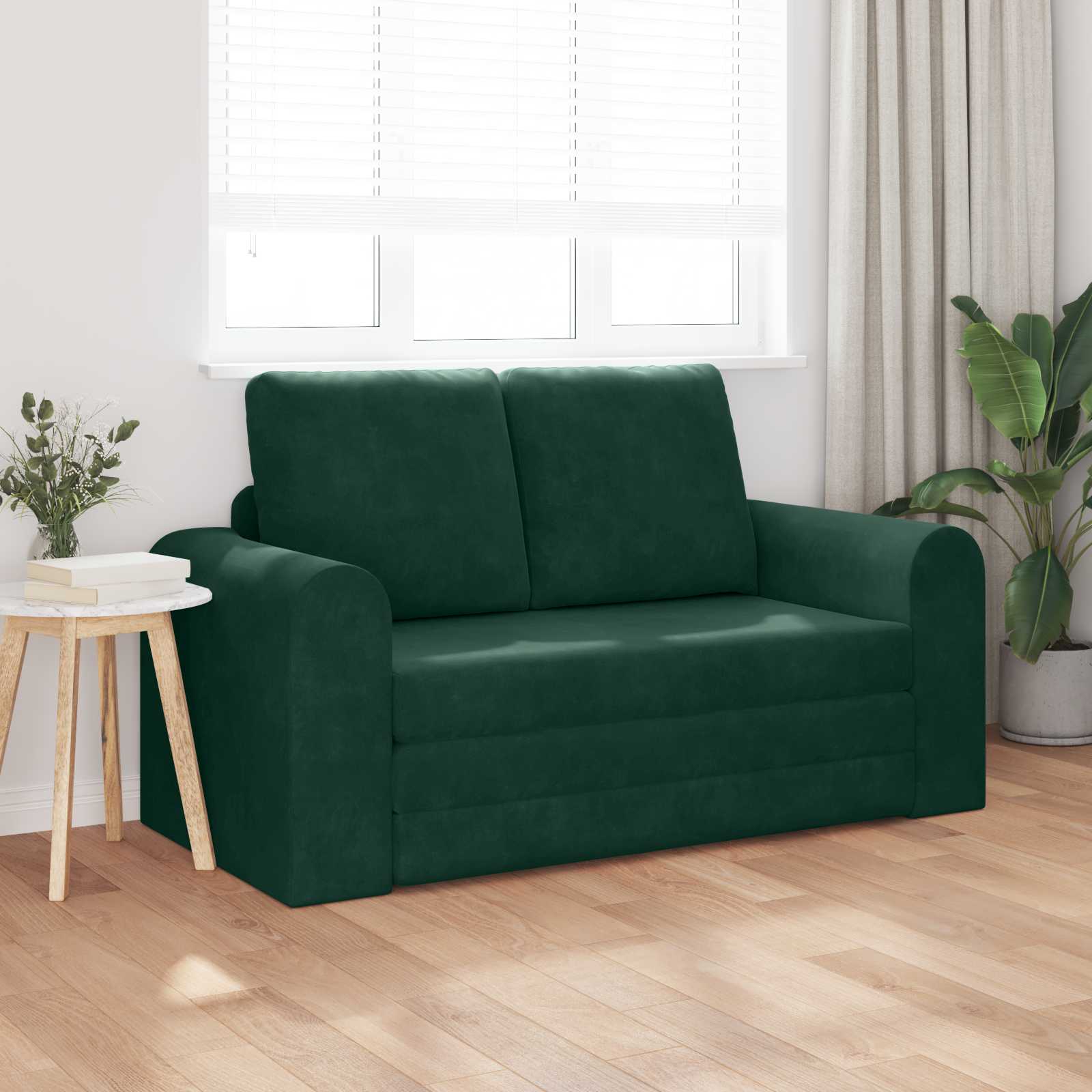 Krevet na razvlačenje Tamnozelena 148 x 71 x 83 cm Baršun
