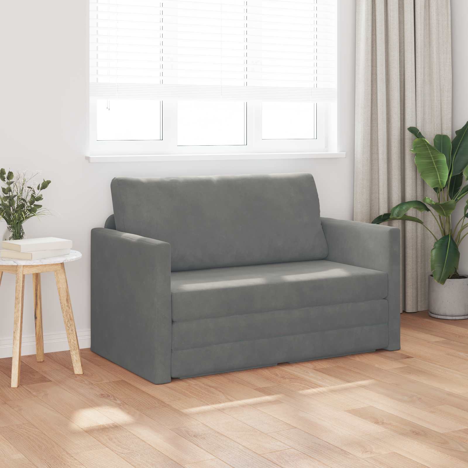 Krevet na razvlačenje Tamno siva 124 x 71 x 78 cm Baršun