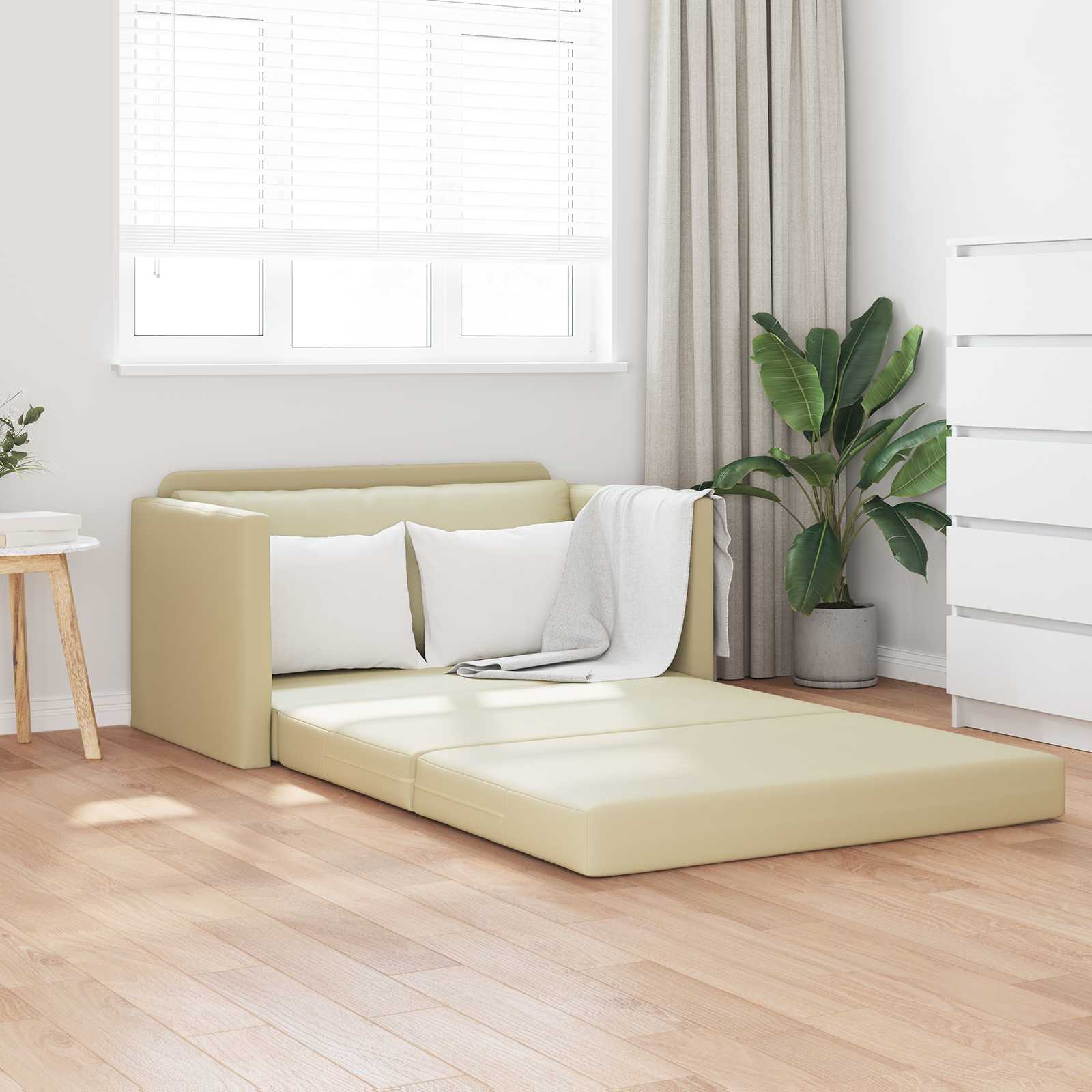 Krevet na razvlačenje Krema 124 x 71 x 78 cm Umjetna koža