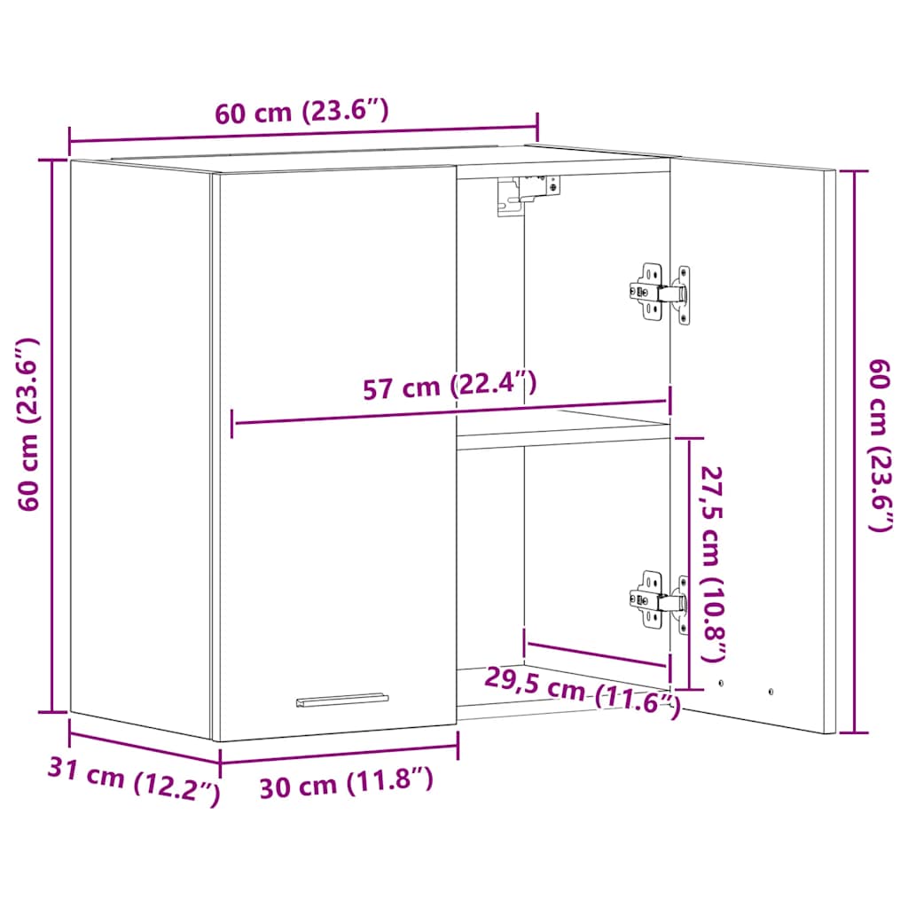 Kuhinjski zidni ormarić beton sivi 60x31x60cm konstruirano drvo