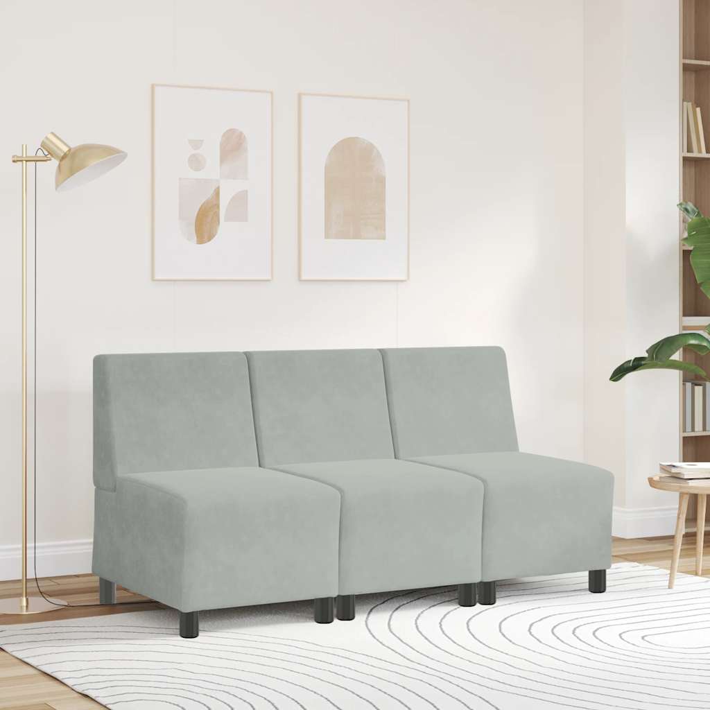 Modularna sofa bez naslona za ruke svijetlosiva 55 cm baršunasta