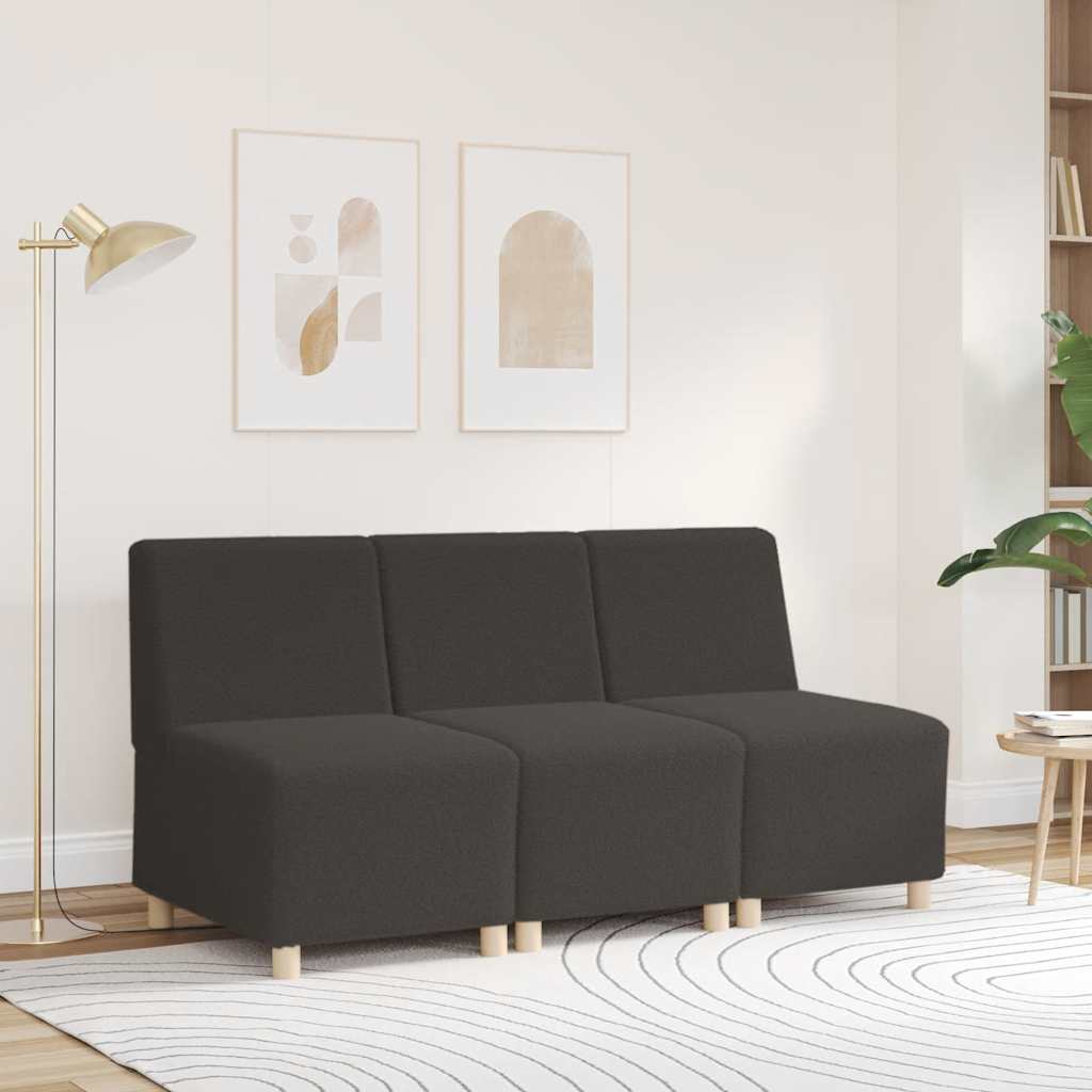 Modularna sofa bez naslona za ruke tamno siva 55 cm kovrčava tkanina imitacija vune