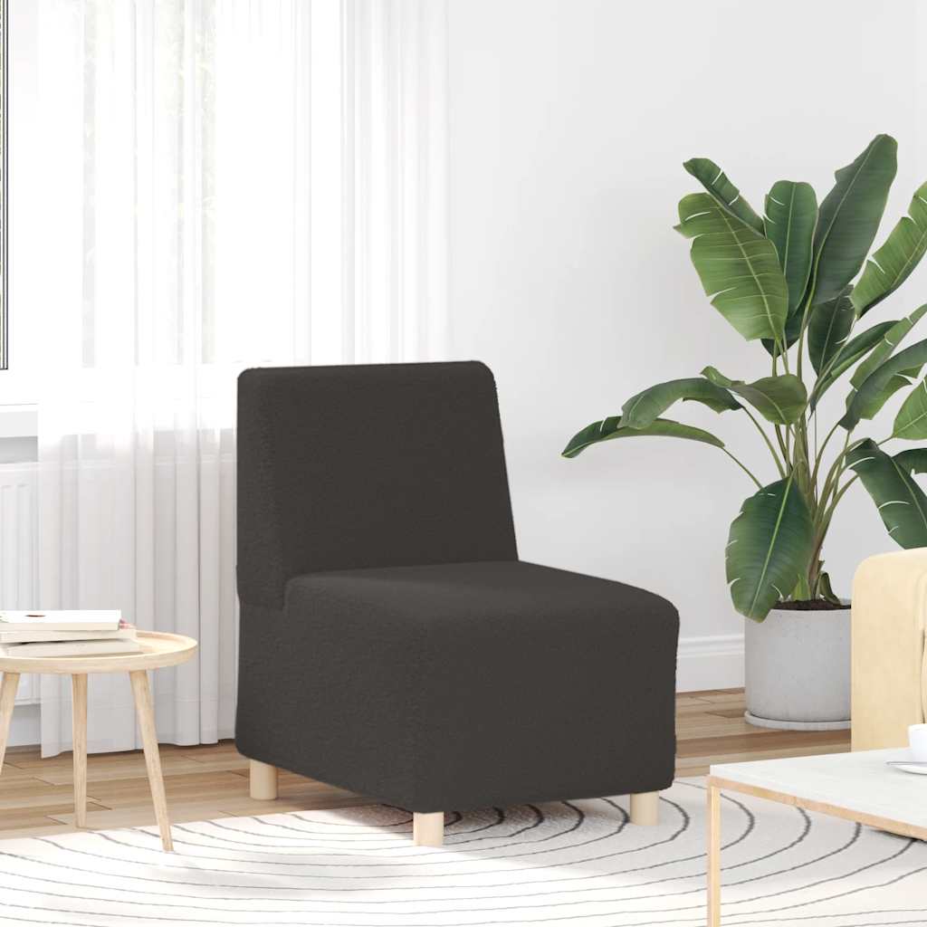 Modularna sofa bez naslona za ruke tamno siva 55 cm kovrčava tkanina imitacija vune