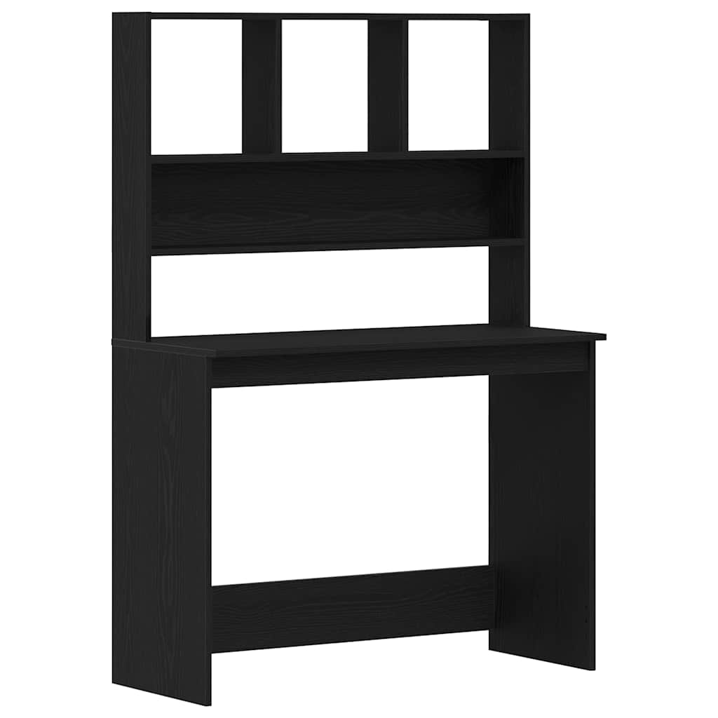 Radni stol s policama Crni hrast 102x45x148 cm Konstruirano drvo