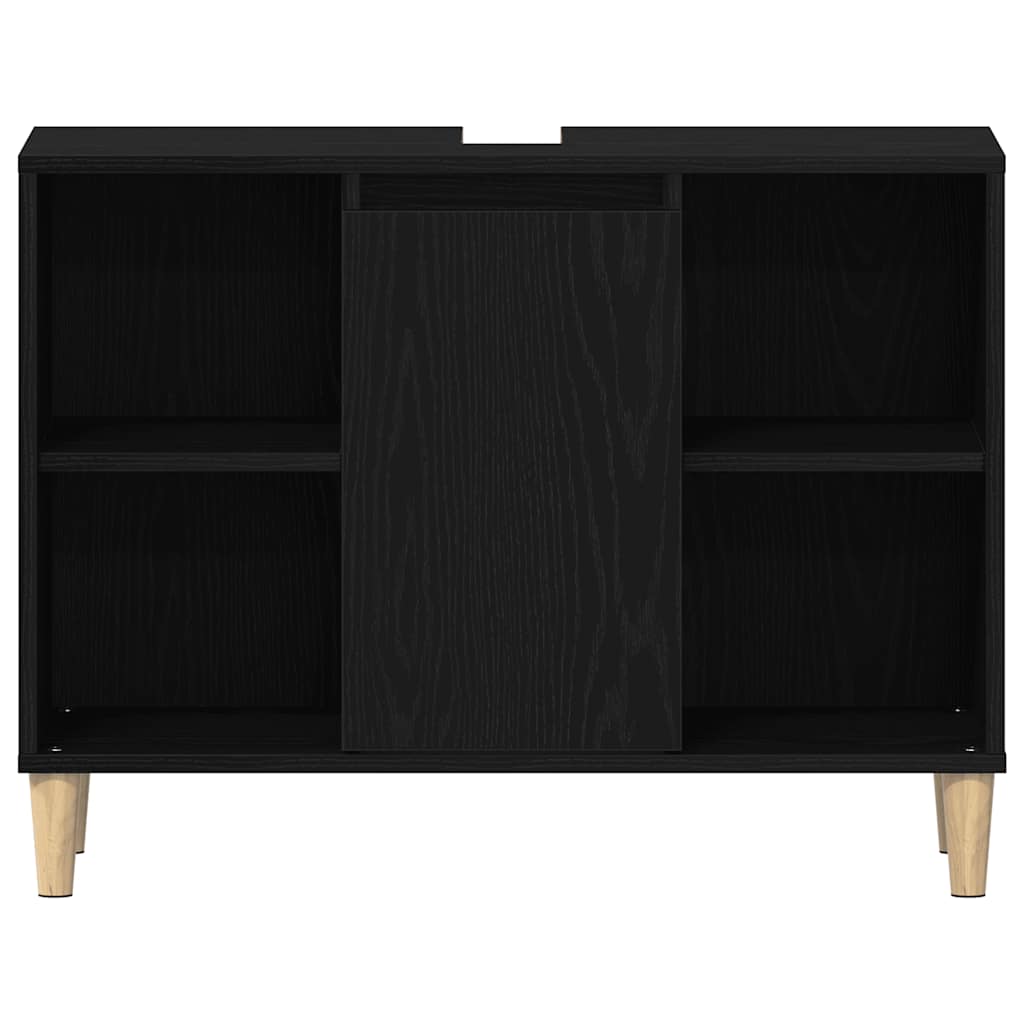 Ormarić za umivaonik crni hrast 80x33x60 cm inženjerski drvo
