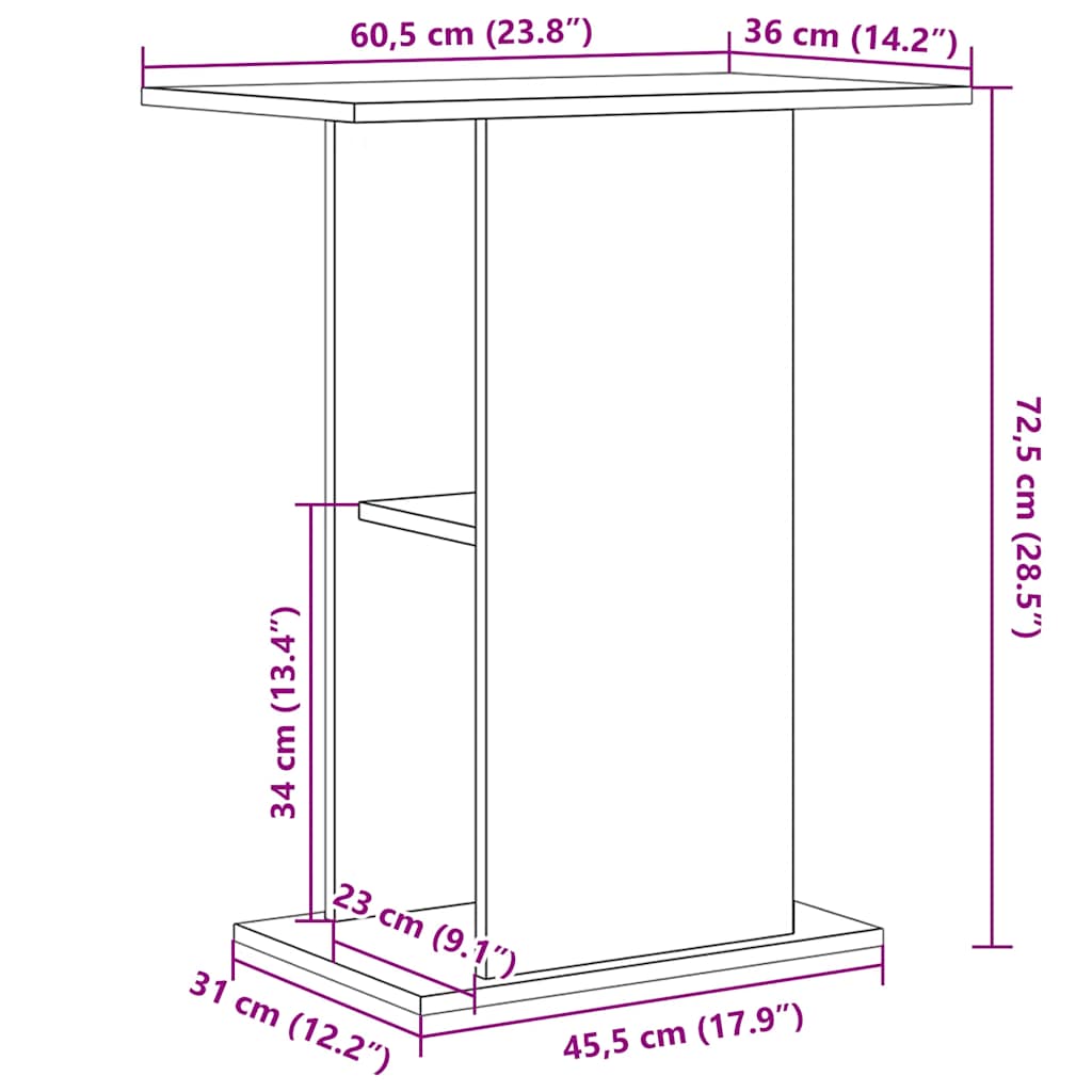 Stalak za akvarij crni hrast 60,5 x 36 x 72,5 cm Konstruirano drvo