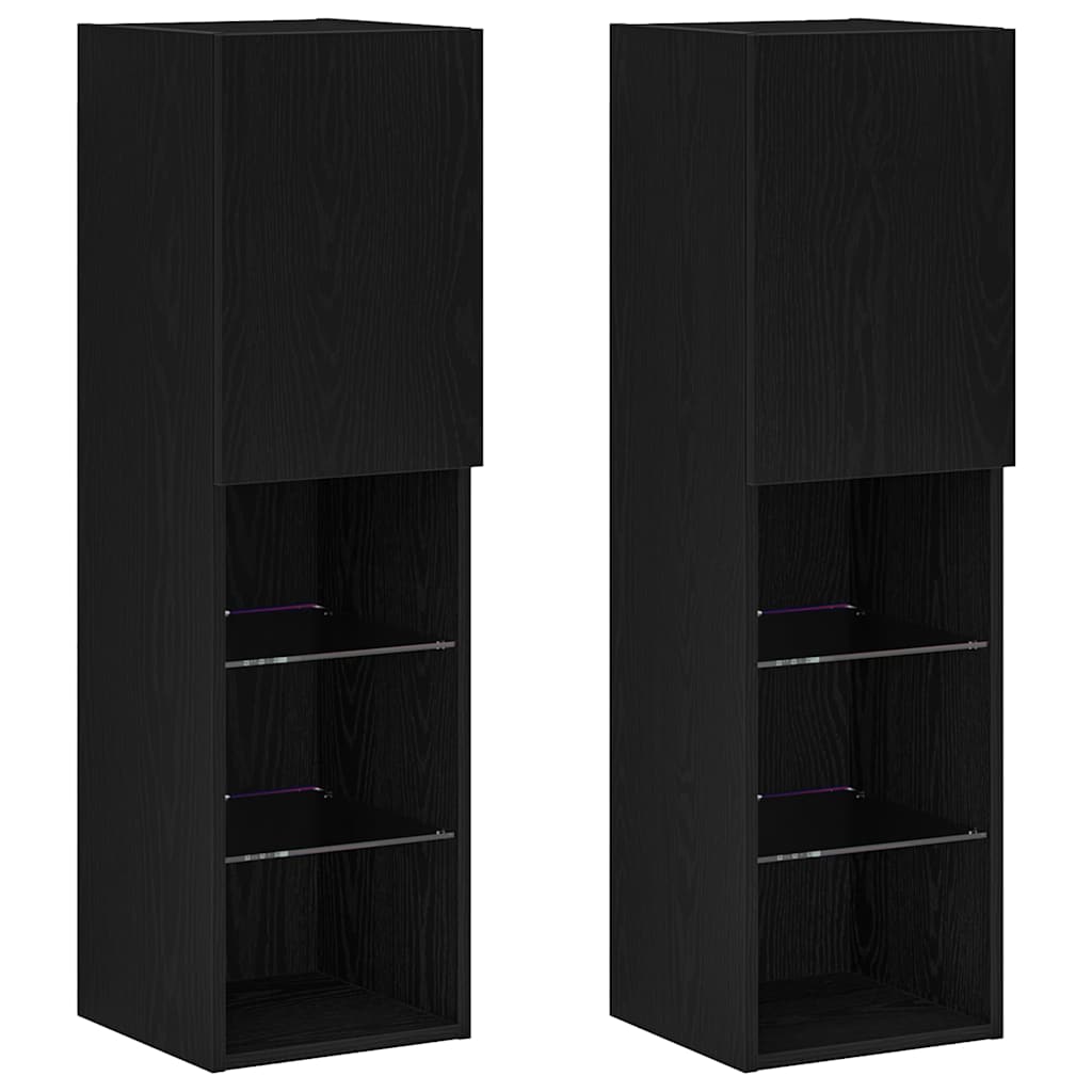 Set TV komoda Zidne 2 pcs Crni hrast 30,5 x 30 x 102 cm