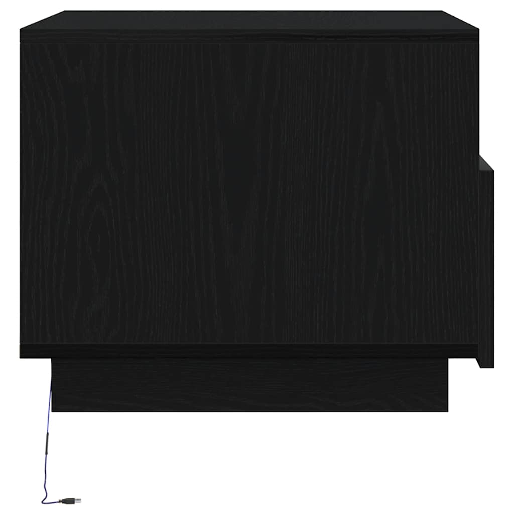 Klub stolić s LED svjetlima crni hrast 50x49x40 cm