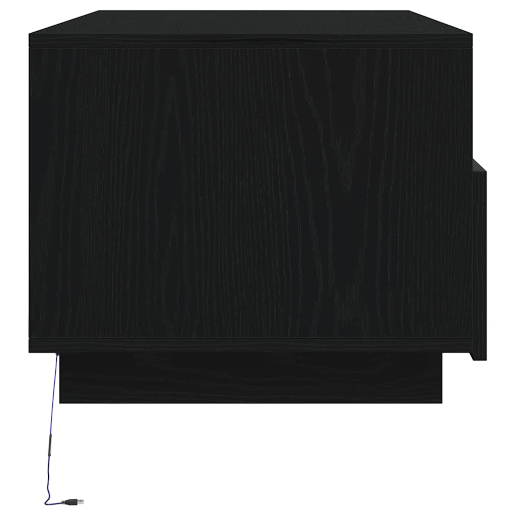 Klub stolić s LED svjetlima crni hrast 90x49x40 cm