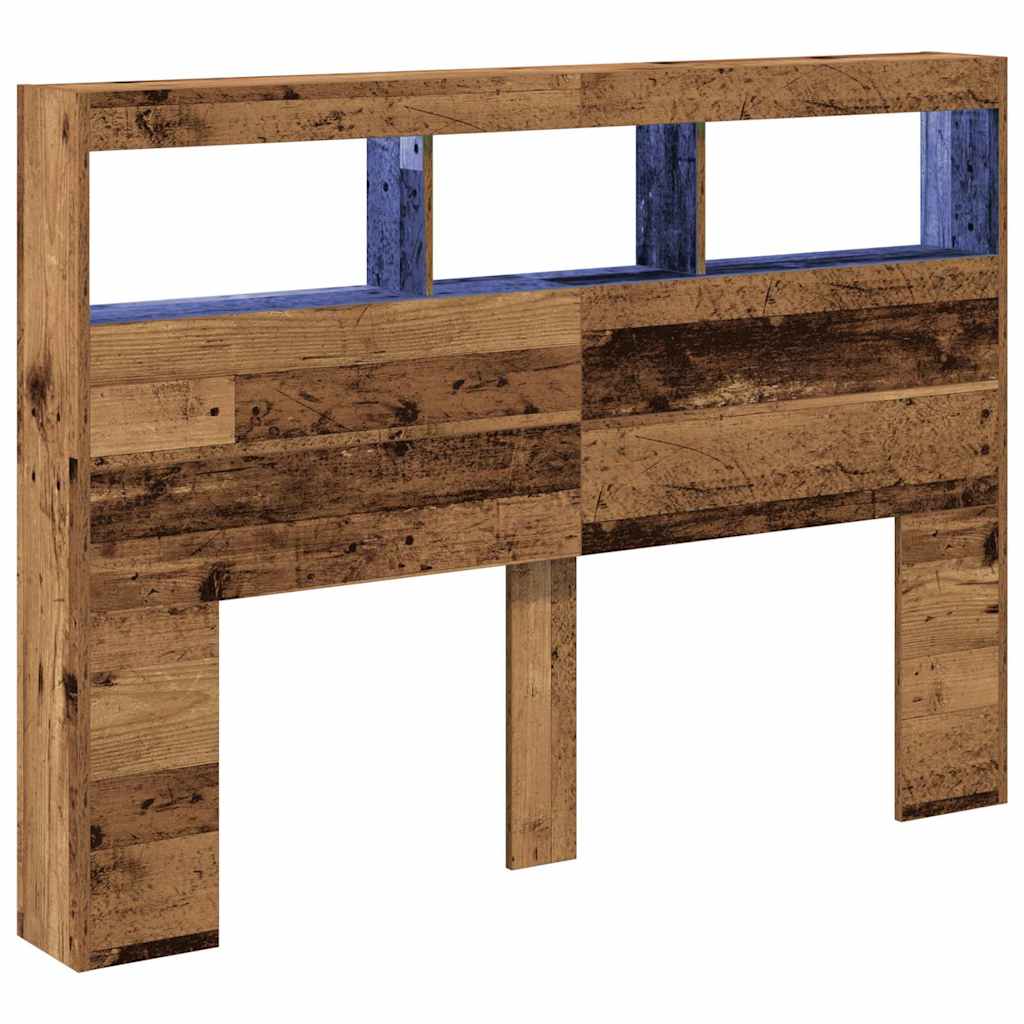 Ormarić za uzglavlje s LED svjetlima staro drvo 140x17x102 cm