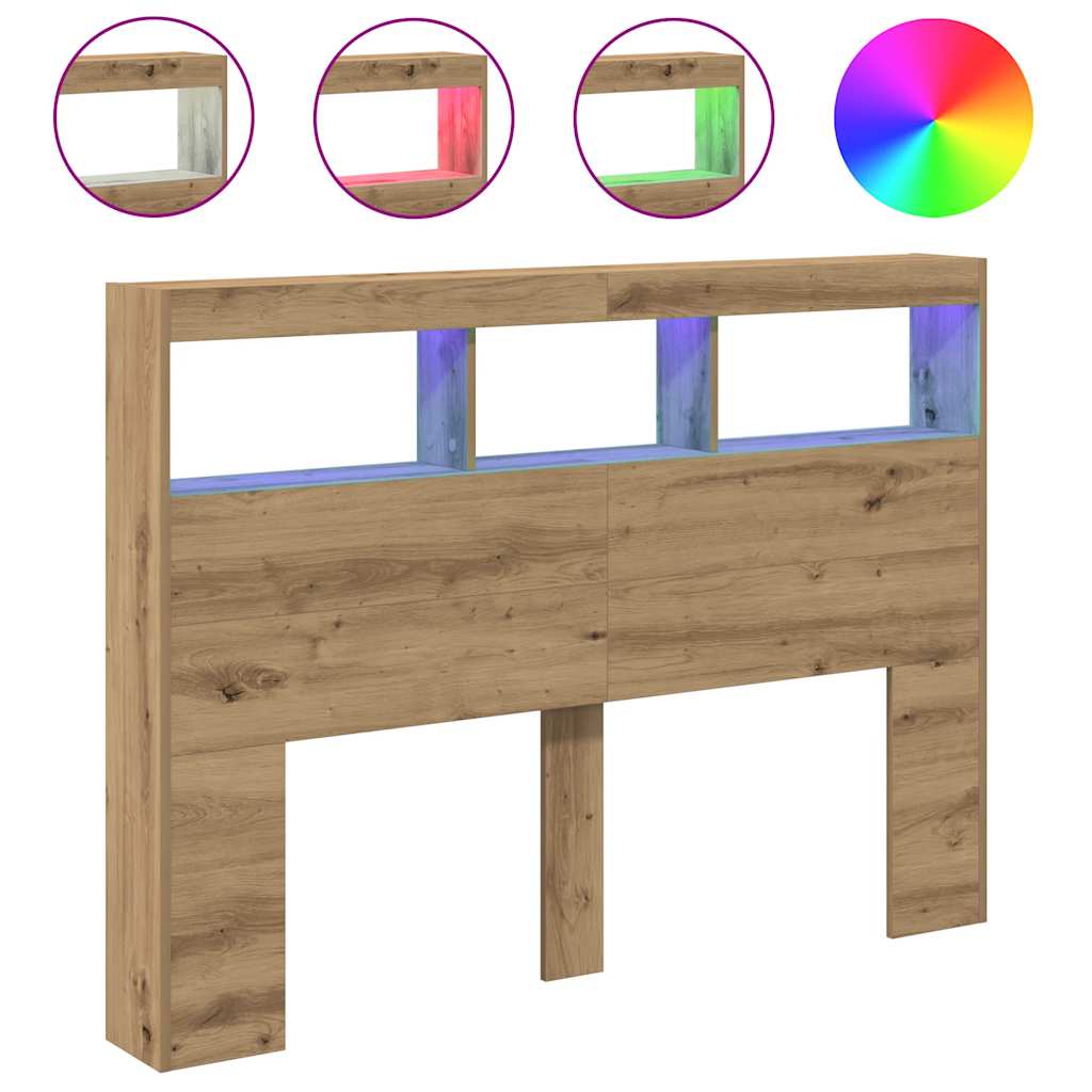 Ormarić za uzglavlje LED boja artisan hrast 140x17x102 cm