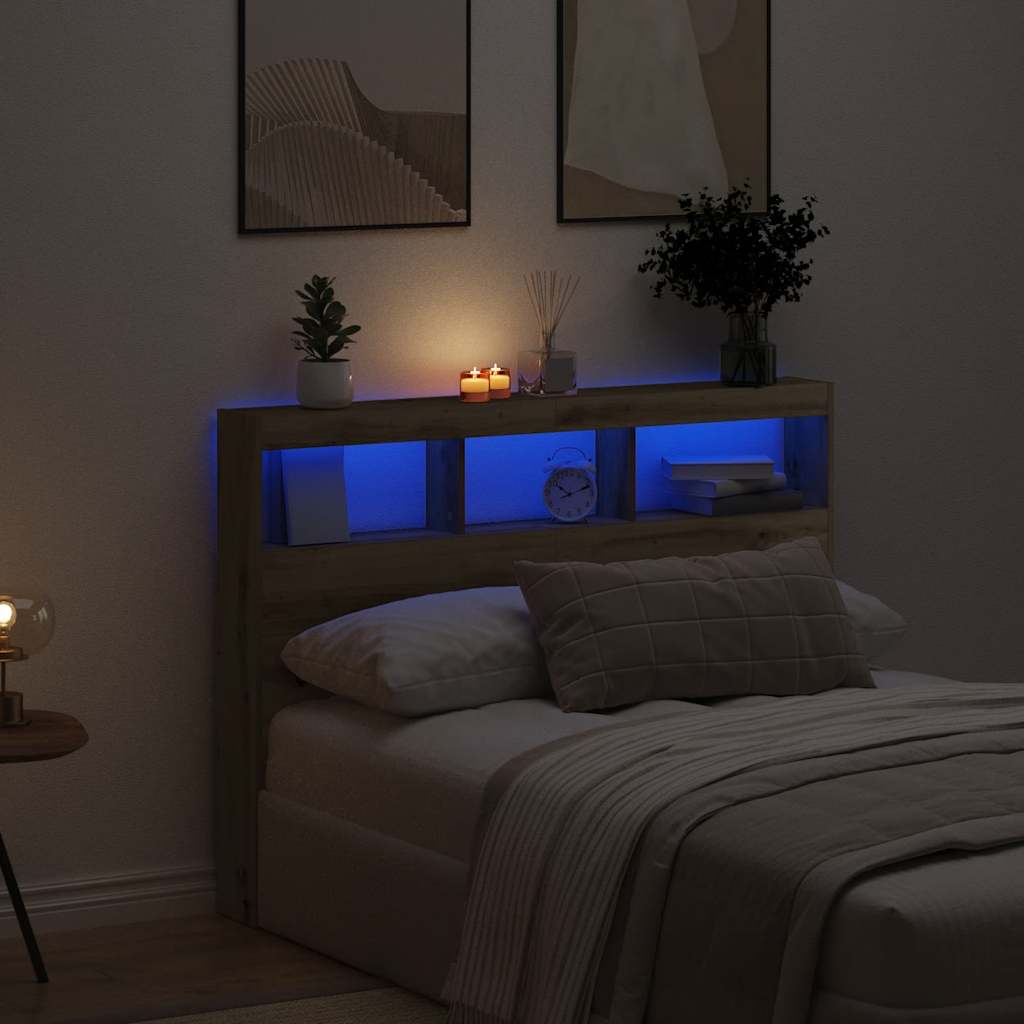 Ormarić za uzglavlje LED boja artisan hrast 140x17x102 cm