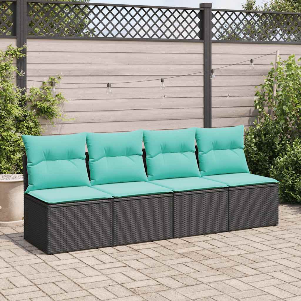 2-dijelni set vrtnih sofa s jastucima crni od poliratana bagrem