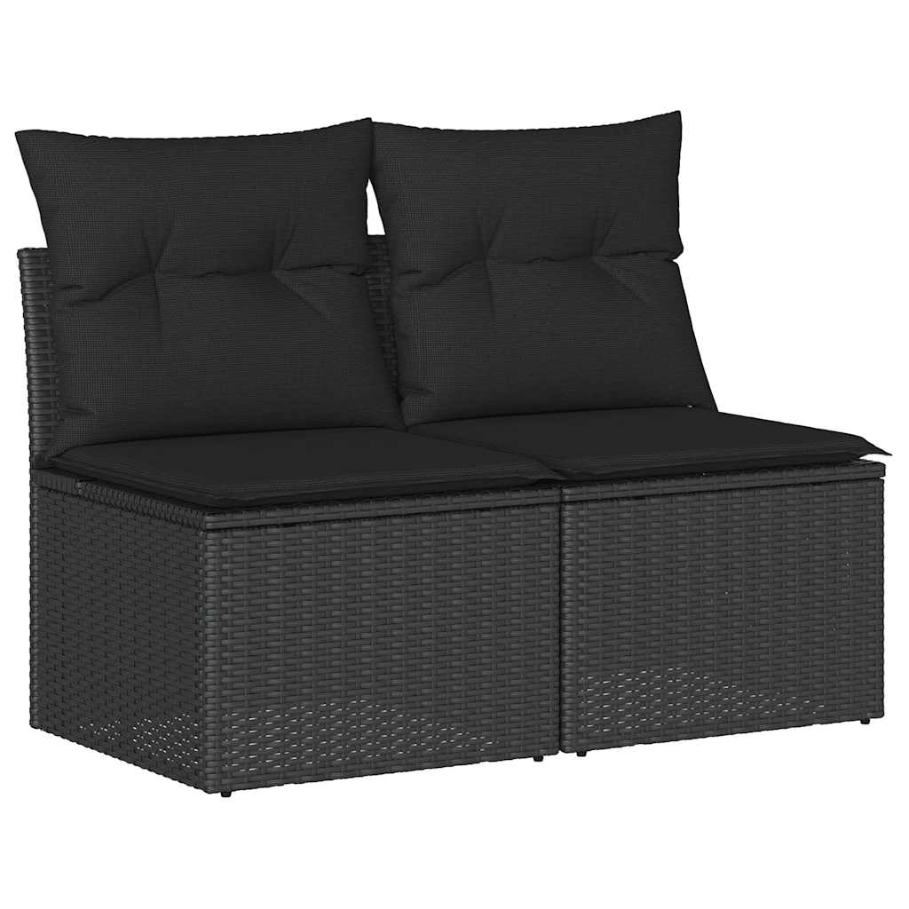 2-dijelni set vrtnih sofa s jastucima crni od poliratana bagrem