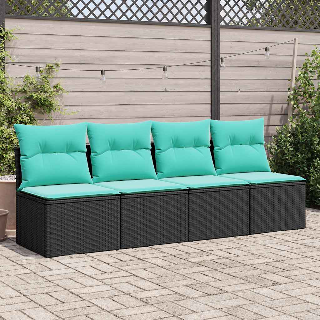 2-dijelni set vrtnih sofa s jastucima crni od poliratana bagrem