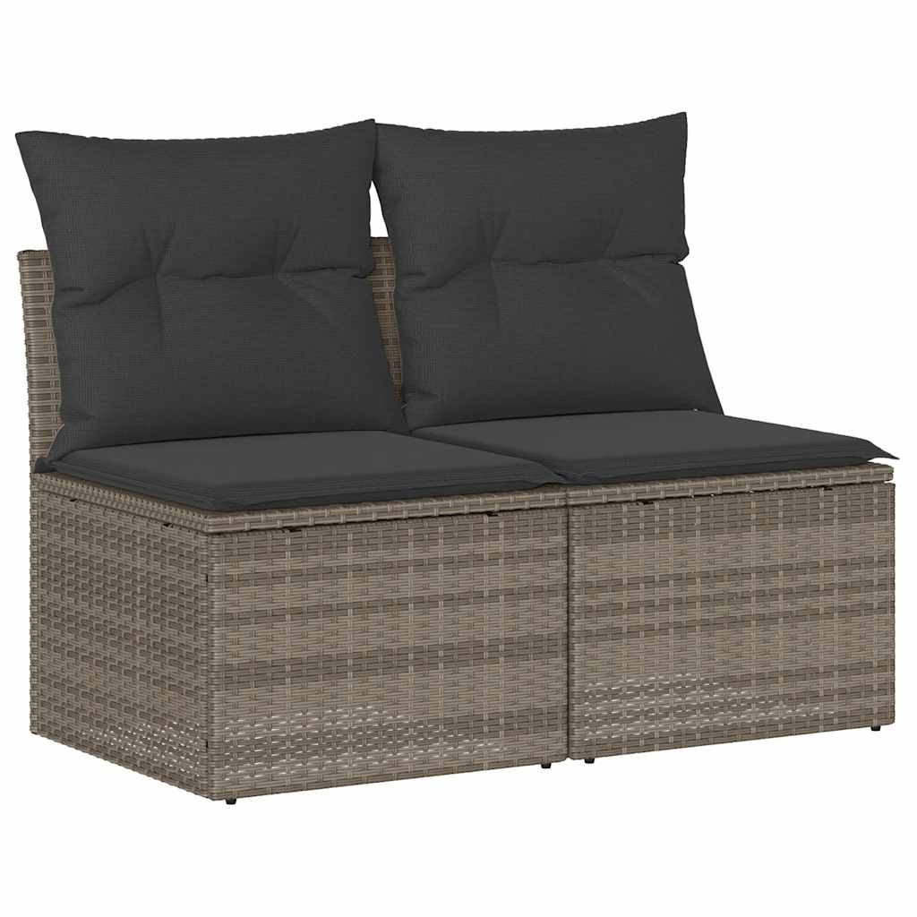 2-dijelni set vrtnih sofa s jastucima od poliratana i bagrem Siva