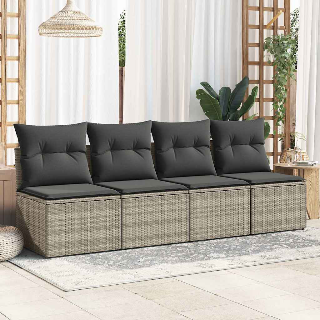 2-dijelni set vrtnih sofa s jastucima od poliratana i bagrem Siva