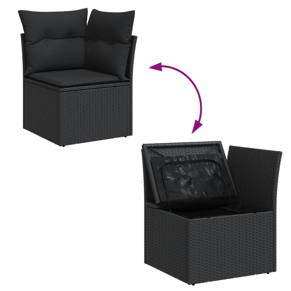4-dijelni set vrtnih sofa od poliratana s jastucima crni