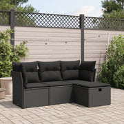 4-dijelni set vrtnih sofa od poliratana s jastucima crni