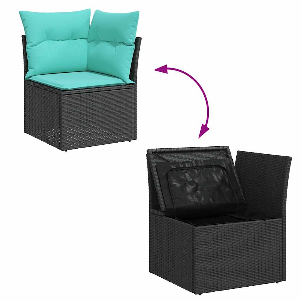 4-dijelni set vrtnih sofa od poliratana s jastucima crni