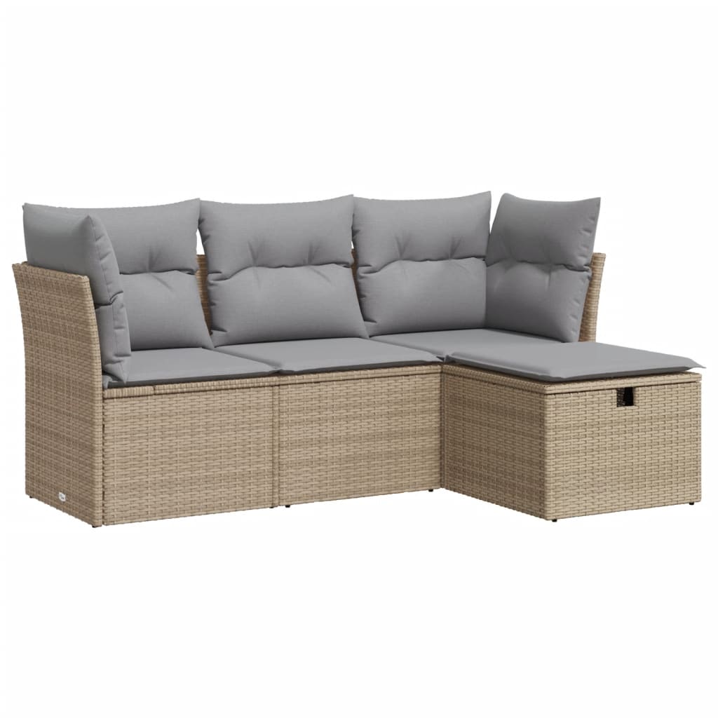 4-dijelni set vrtnih sofa s jastucima bež od poliratana