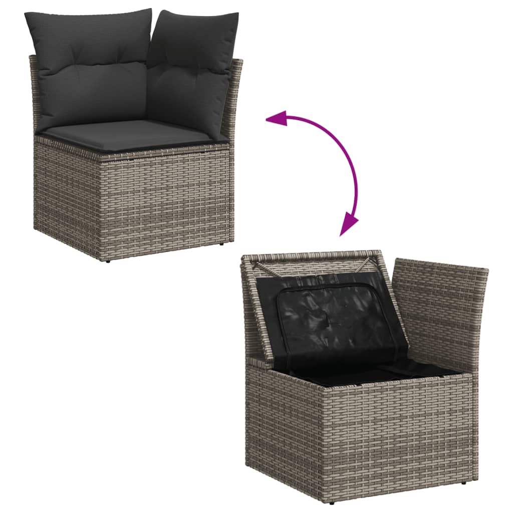 4-dijelni set vrtnih sofa od poliratana s jastucima sivi