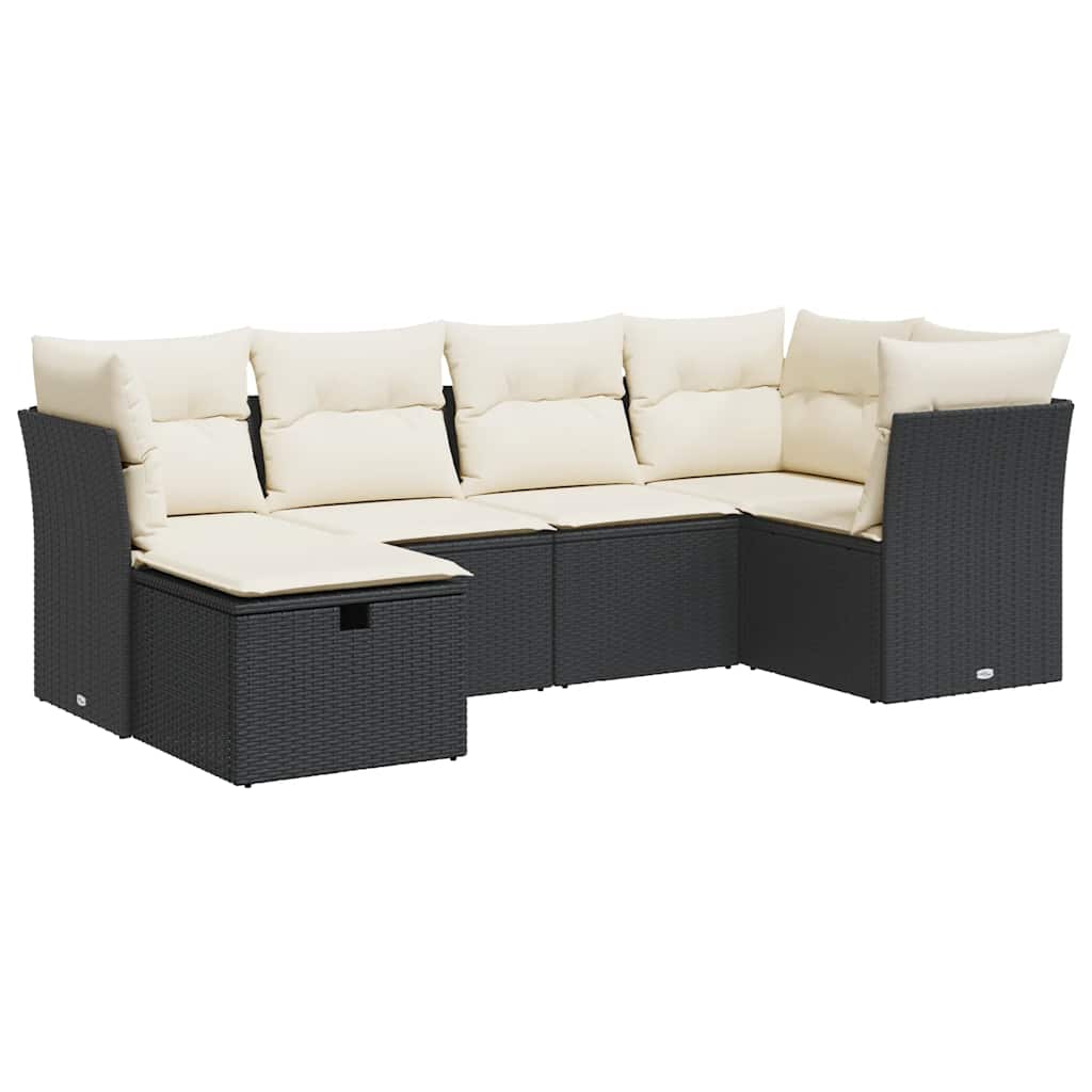 6-dijelni set vrtnih sofa s jastucima crni od poliratana