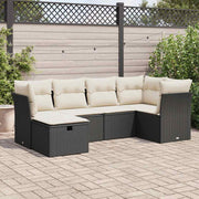 6-dijelni set vrtnih sofa s jastucima crni od poliratana