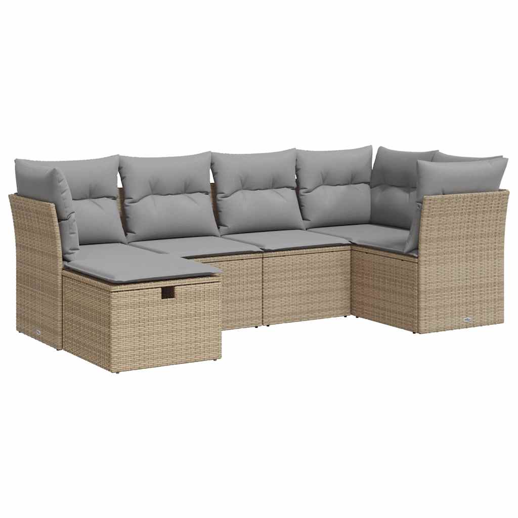6-dijelni set vrtnih sofa s jastucima bež od poliratana