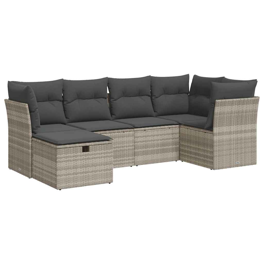 6-dijelni set vrtnih sofa od poliratana s jastucima svjetlosivi