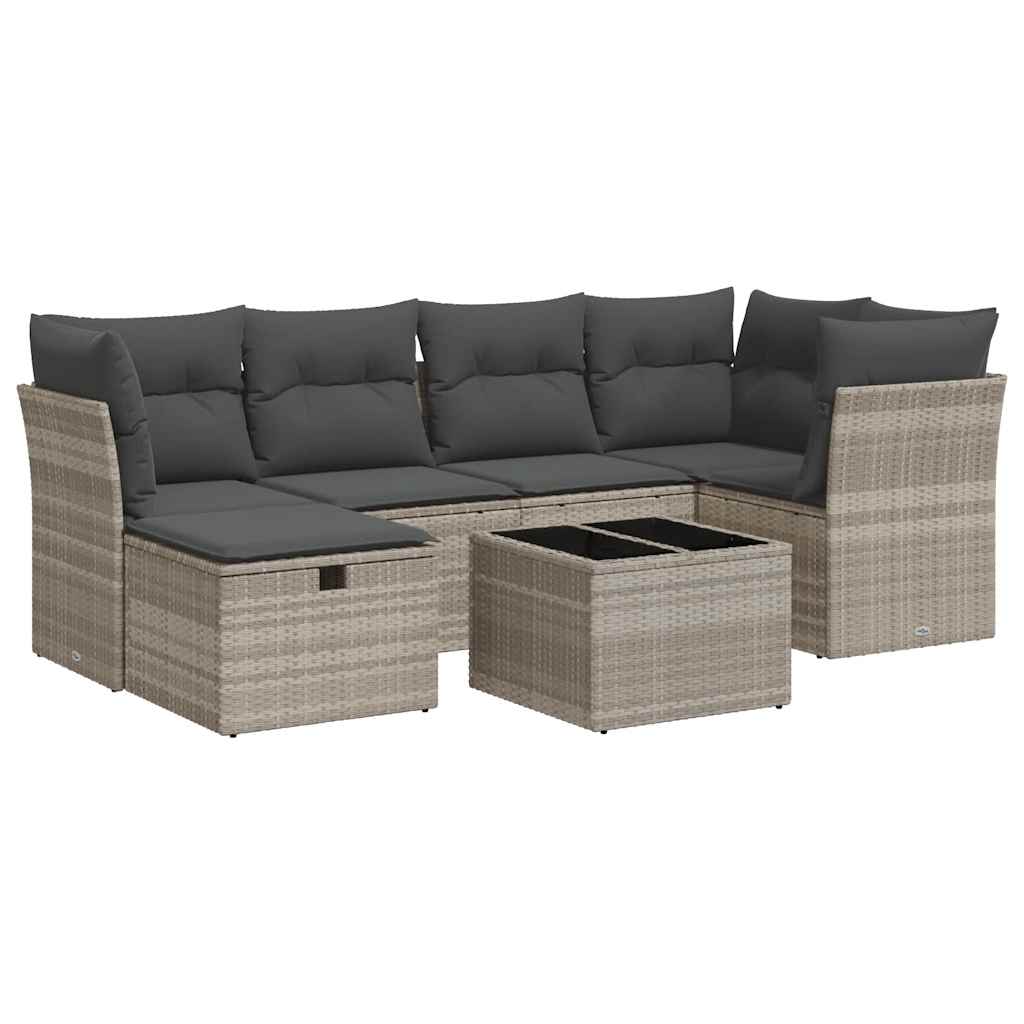 7-dijelni set vrtnih sofa svjetlosivi od poliratana