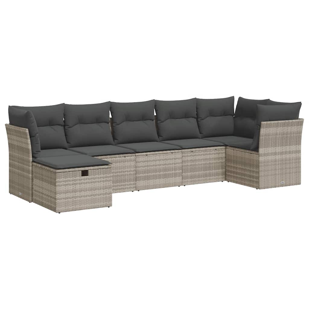 7-dijelni set vrtnih sofa svjetlosivi od poliratana