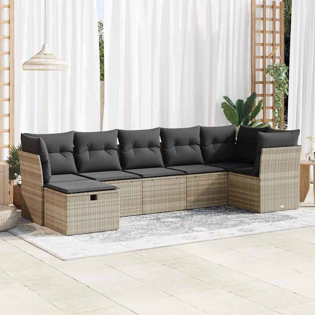 7-dijelni set vrtnih sofa svjetlosivi od poliratana