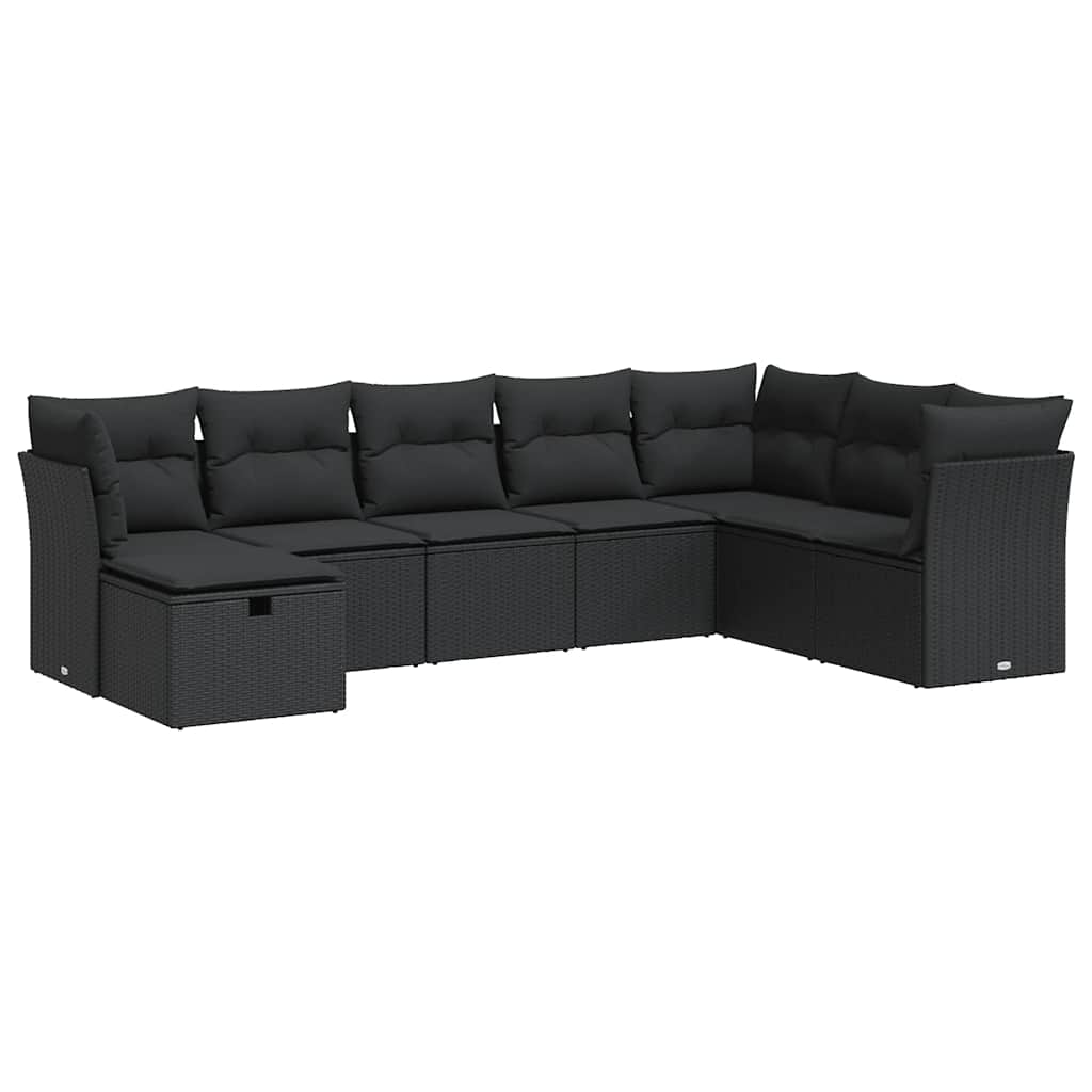 8-dijelni set vrtnih sofa od poliratana s jastucima crni