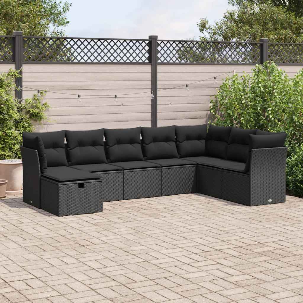 8-dijelni set vrtnih sofa od poliratana s jastucima crni