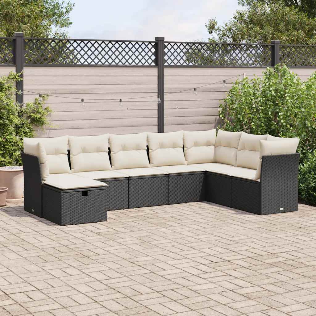 8-dijelni set vrtnih sofa od poliratana s jastucima crni