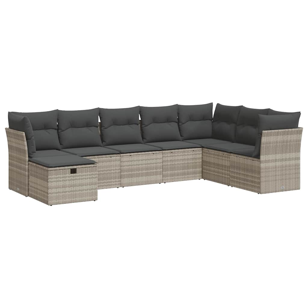 8-dijelni set vrtnih sofa od poliratana s jastucima svjetlosivi