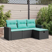 4-dijelni set vrtnih sofa od poliratana s jastucima crni