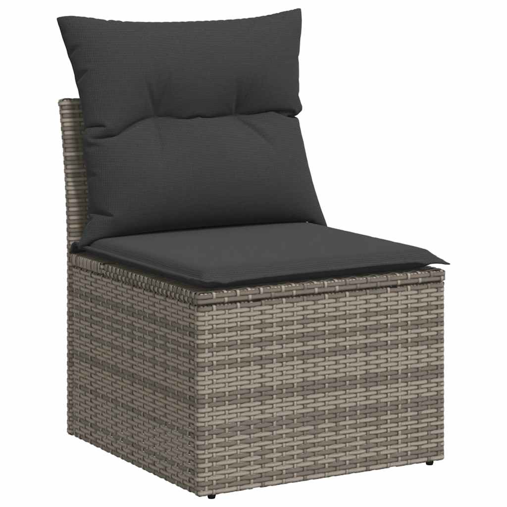 4-dijelni set vrtnih sofa od poliratana s jastucima sivi