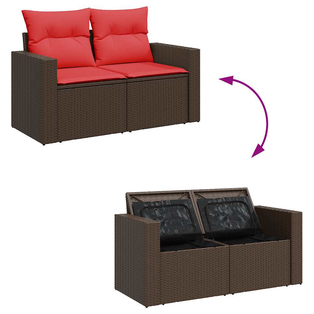 6-dijelni set vrtnih sofa od poliratana s jastucima smeđi