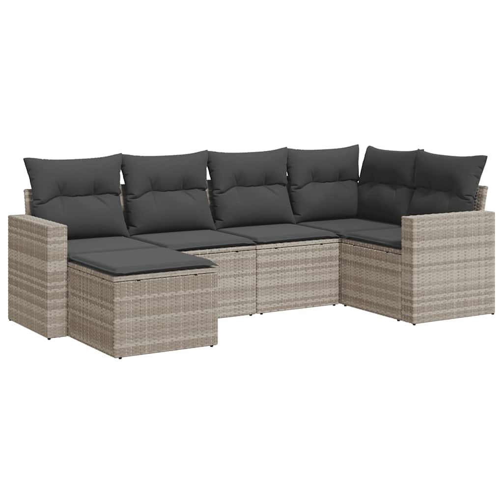 6-dijelni set vrtnih sofa od poliratana s jastucima svjetlosivi